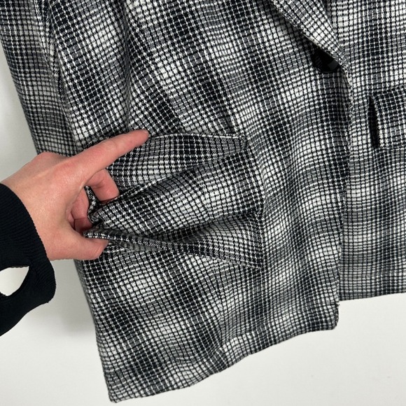 Anthropologie Maeve Collegiate Plaid Blazer Jacket Womens Size Large Grey Black - Picture 10 of 15